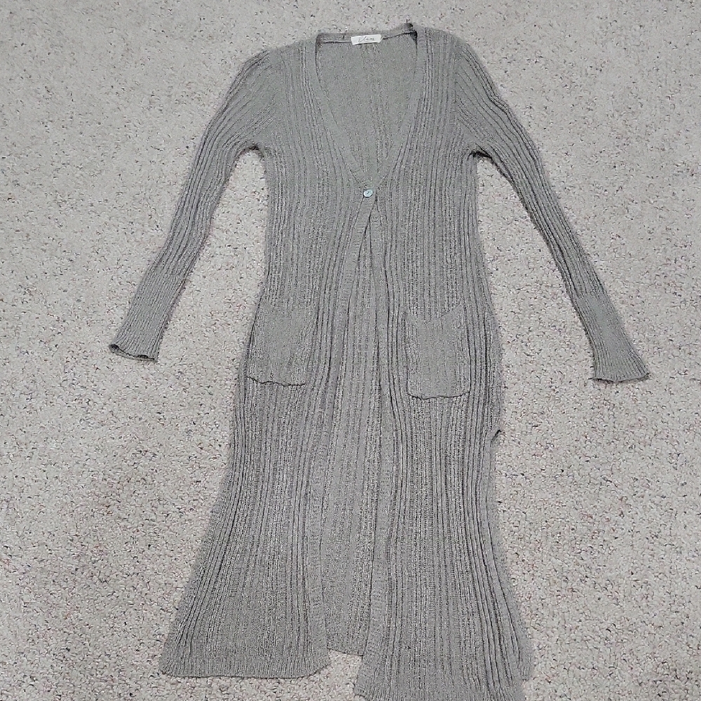 Elan Textured Knit Cardigan in Gray